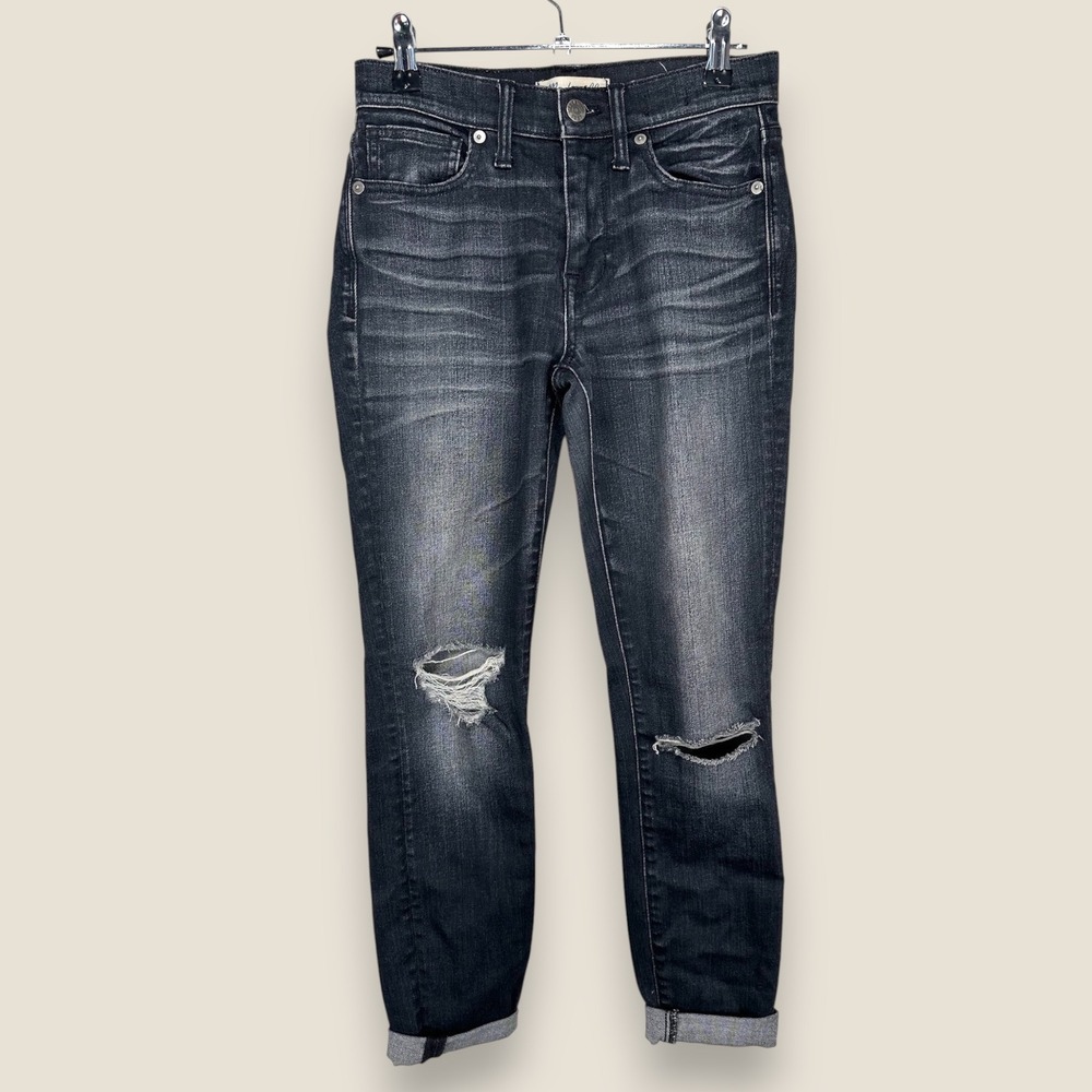 Madewell High Riser Skinny Jeans‎ Womens Size 24 Ripped Distressed Black Wash